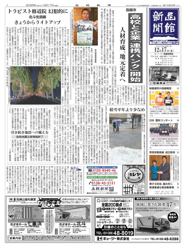 函館新聞紙面