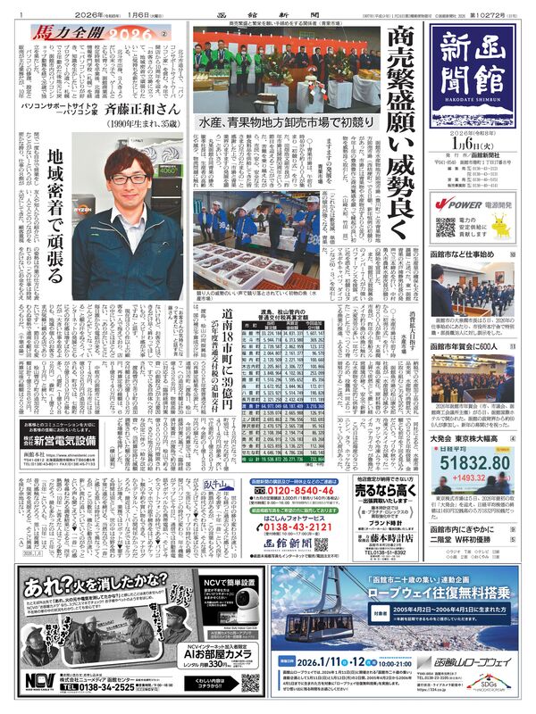 函館新聞紙面