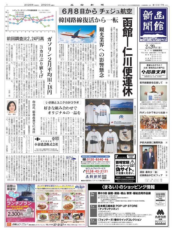 函館新聞紙面