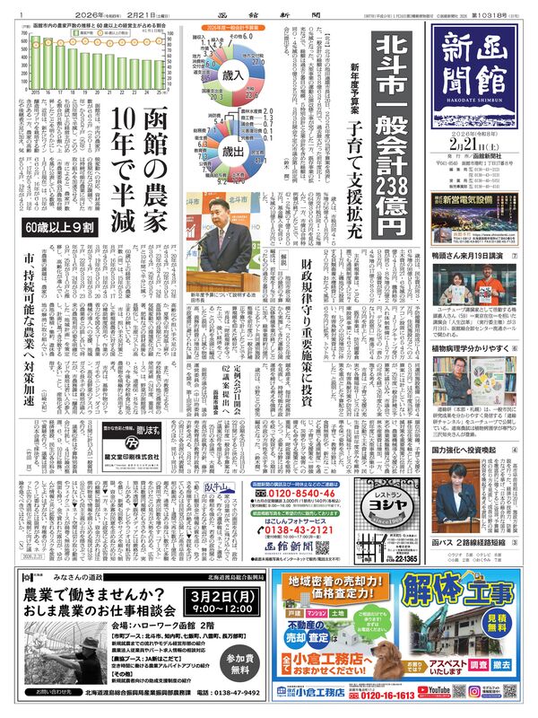 函館新聞紙面