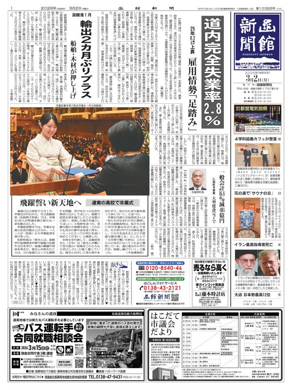 函館新聞紙面