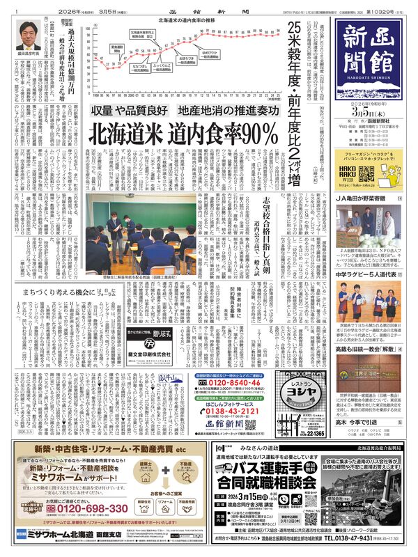 函館新聞紙面