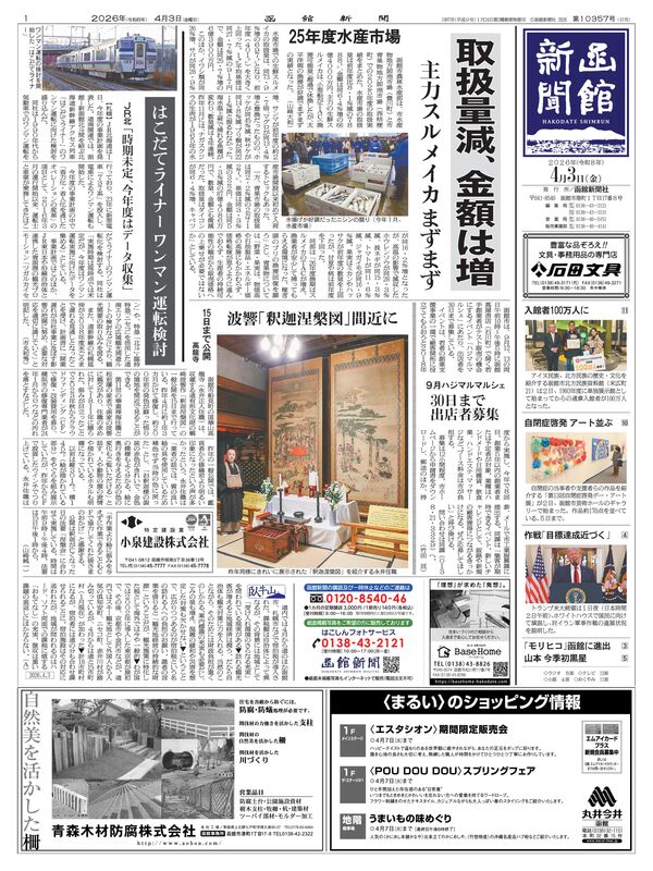 函館新聞紙面