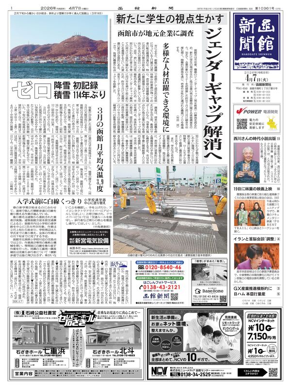函館新聞紙面