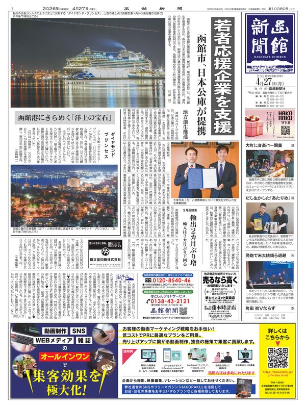 函館新聞紙面