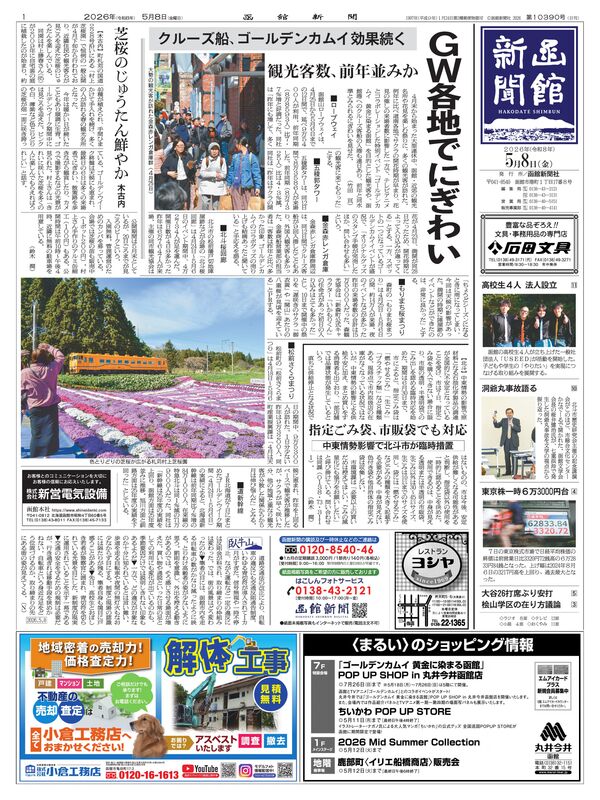 函館新聞紙面