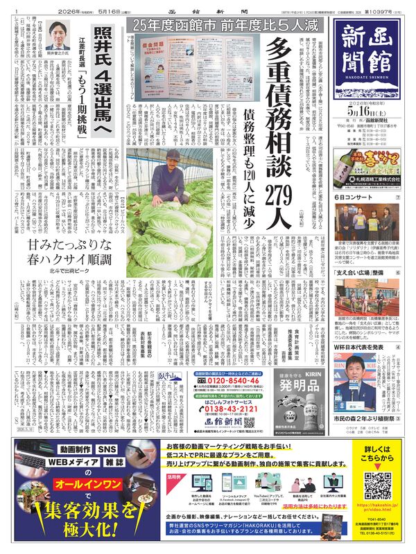 函館新聞紙面