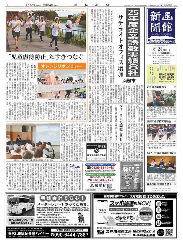 函館新聞紙面
