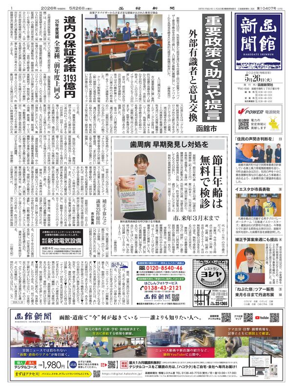 函館新聞紙面